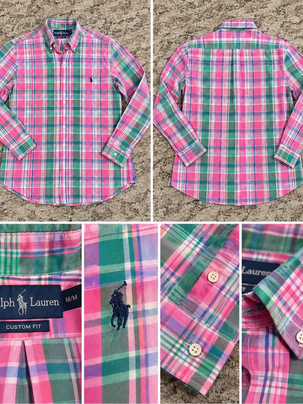 Ralph Lauren Pink and Green Plaid Button-Down Shirt